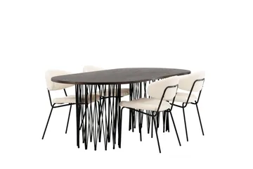 Stone Matgrupp 220 cm Oval med 4 Chico Stolar - Svart - Products - Möbler - Bord & matgrupp - Matgrupp