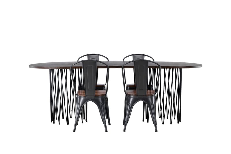 Stone Matgrupp 220 cm Oval med 4 Tempe stolar - Mocca - Products - Möbler - Bord & matgrupp - Matgrupp