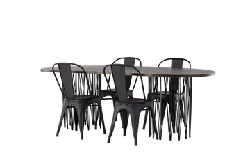 Stone Matgrupp 220 cm Oval med 4 Tempe Stolar - Svart - Products - Möbler - Bord & matgrupp - Matgrupp