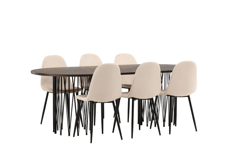 Stone Matgrupp 220 cm Oval med 6 Polar stolar - Beige - Products - Möbler - Bord & matgrupp - Matgrupp