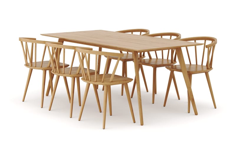 Tyrö Matgrupp med 6 st Tyrö Karmstolar, Oak/Oak