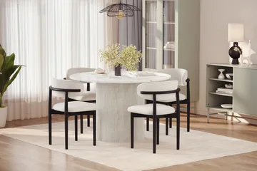 Uppveda Matbord 120 cm Rund med 4 st Jaiveer Matstolar - Vit - Products - Möbler - Bord & matgrupp - Matgrupp