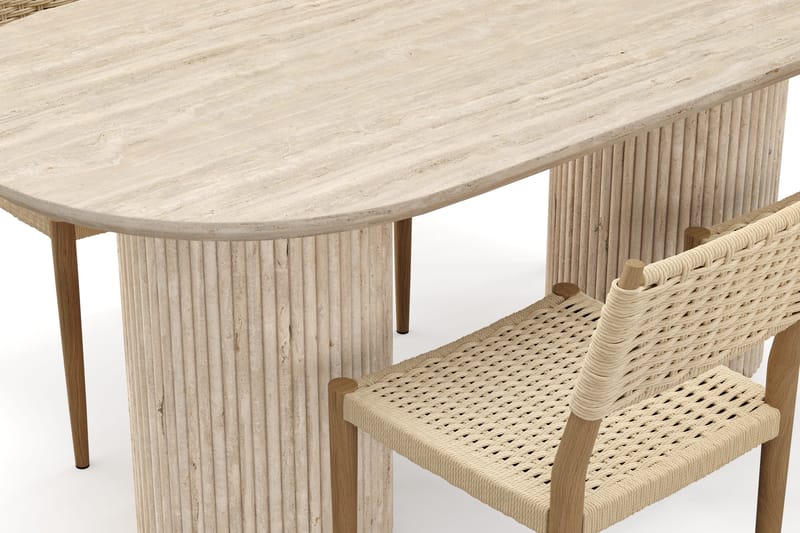 Uppveda Matbord Travetin utseende med 4 st Jamna Matstolar - Beige - Products - Möbler - Bord & matgrupp - Matgrupp