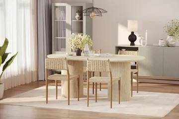 Uppveda Matbord Travetin utseende med 4 st Jamna Matstolar - Beige - Products - Möbler - Bord & matgrupp - Matgrupp