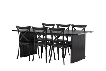 Vail Matgrupp 200 cm Rektangulär med 6 Crosett stolar - Svart - Products - Möbler - Bord & matgrupp - Matgrupp