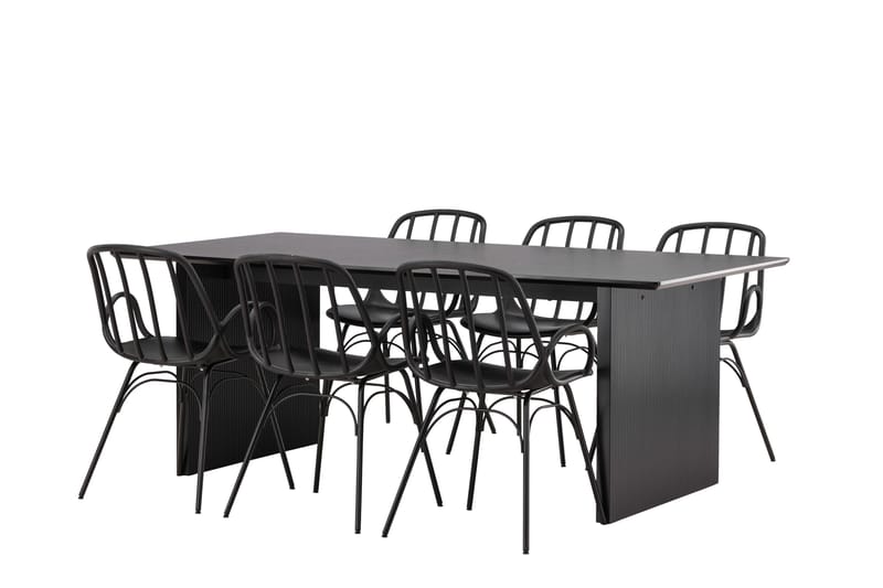 Vail Matgrupp 200 cm Rektangulär med 6 Dyrön stolar - Svart - Products - Möbler - Bord & matgrupp - Matgrupp