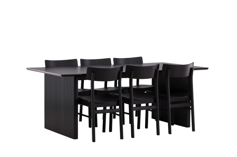 Vail Matgrupp 200 cm Rektangulär med 6 Montros stolar - Svart - Products - Möbler - Bord & matgrupp - Matgrupp