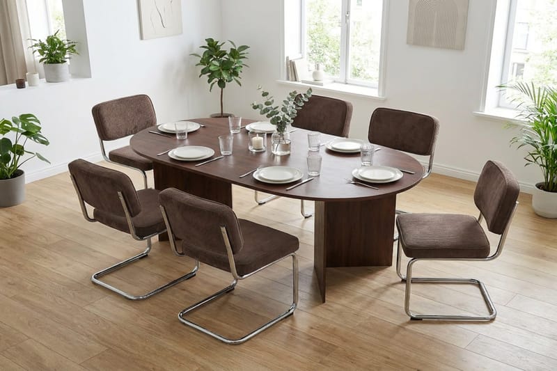 Vera Matgrupp rektangulärt 180 cm Valnöt med 6 Milva Matstolar - Valnöt - Products - Möbler - Bord & matgrupp - Matgrupp