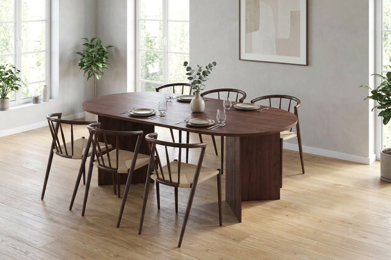 Vera Matgrupp rektangulärt 180 cm Valnöt med 6 Winston Matstolar - Valnöt - Products - Möbler - Bord & matgrupp - Matgrupp