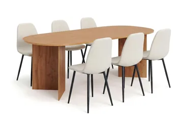 Beige/Metallben Svart - Valnöt