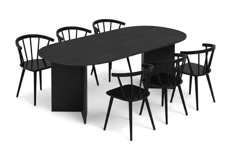 Vera Matgrupp rektangulärt 220 cm Svart med 6 Tyrö Matstolar - Svart - Products - Möbler - Bord & matgrupp - Matgrupp