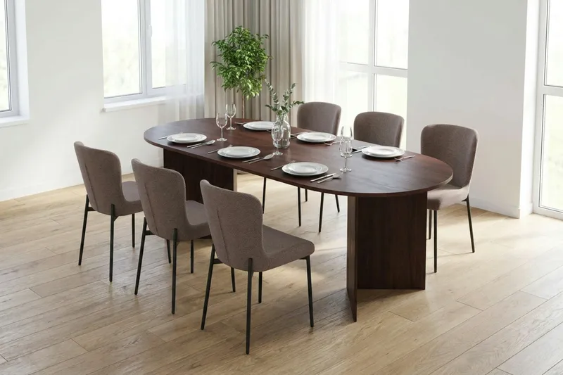 Vera Matgrupp rektangulärt 220 cm Valnöt med 6 Elsie Matstolar - Valnöt - Products - Möbler - Bord & matgrupp - Matgrupp