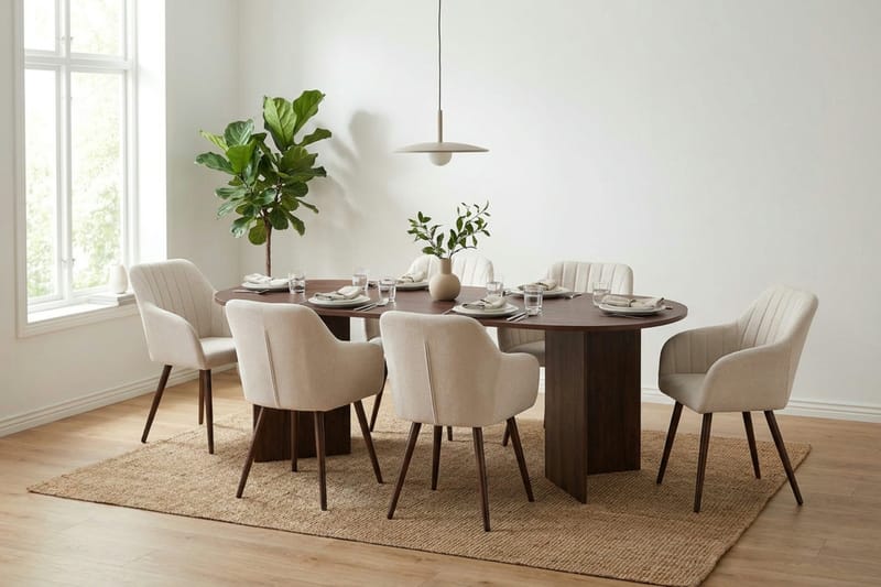 Vera Matgrupp rektangulärt 220 cm Valnöt med 6 Filippa Matstolar - Valnöt - Products - Möbler - Bord & matgrupp - Matgrupp