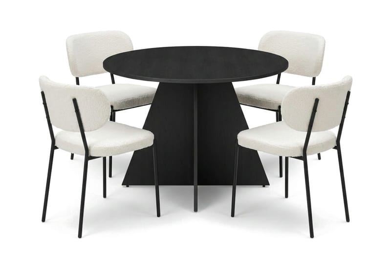 Vera Matgrupp runt 110 cm Svart med 4 Gemmiano Matstolar - Svartlaserad ek - Products - Möbler - Bord & matgrupp - Matgrupp