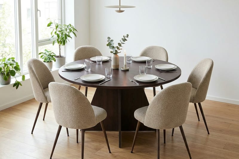 Vera Matgrupp runt 130 cm Rökt Ek med 6 Nibe Plus Matstolar - Rökt ek - Products - Möbler - Bord & matgrupp - Matgrupp