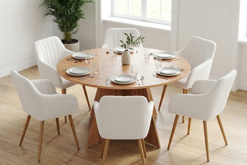 Vera Matgrupp runt 150 cm Ek med 6 Filippa Matstolar - Ek - Products - Möbler - Bord & matgrupp - Matgrupp