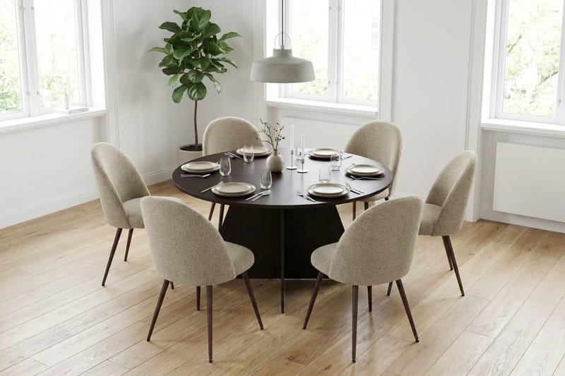 Vera Matgrupp runt 150 cm R ökt Ek med 6 Nibe Plus Matstolar - Rökt ek - Products - Möbler - Bord & matgrupp - Matgrupp