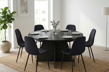 Vera Matgrupp runt 150 cm Svart med 6 Nibe Matstolar - Svart - Products - Möbler - Bord & matgrupp - Matgrupp