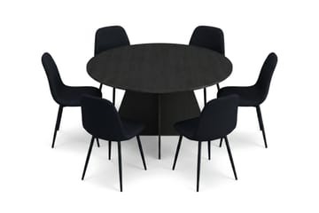 Vera Matgrupp runt 150 cm Svart med 6 Nibe Matstolar - Svart - Products - Möbler - Bord & matgrupp - Matgrupp