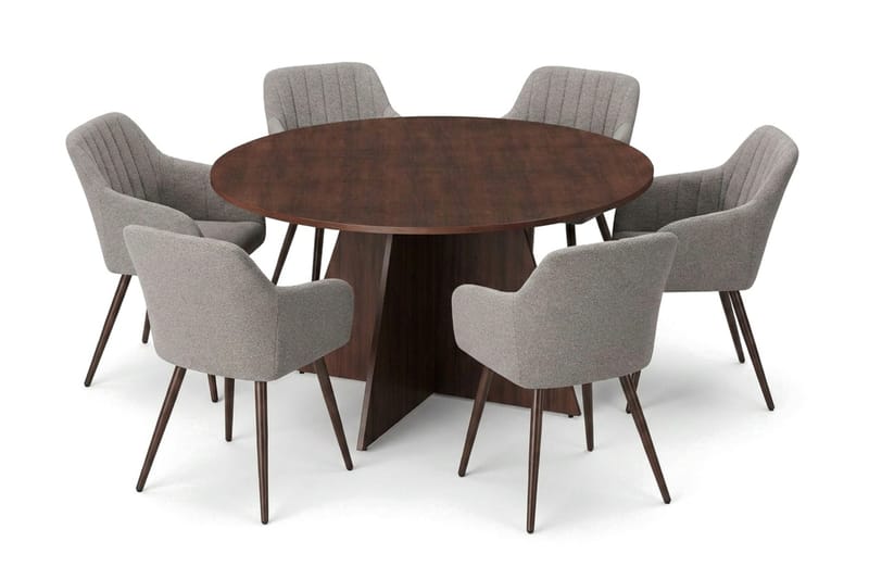 Vera Matgrupp runt 150 cm Valnöt med 6 Filippa Matstolar - Valnöt - Products - Möbler - Bord & matgrupp - Matgrupp