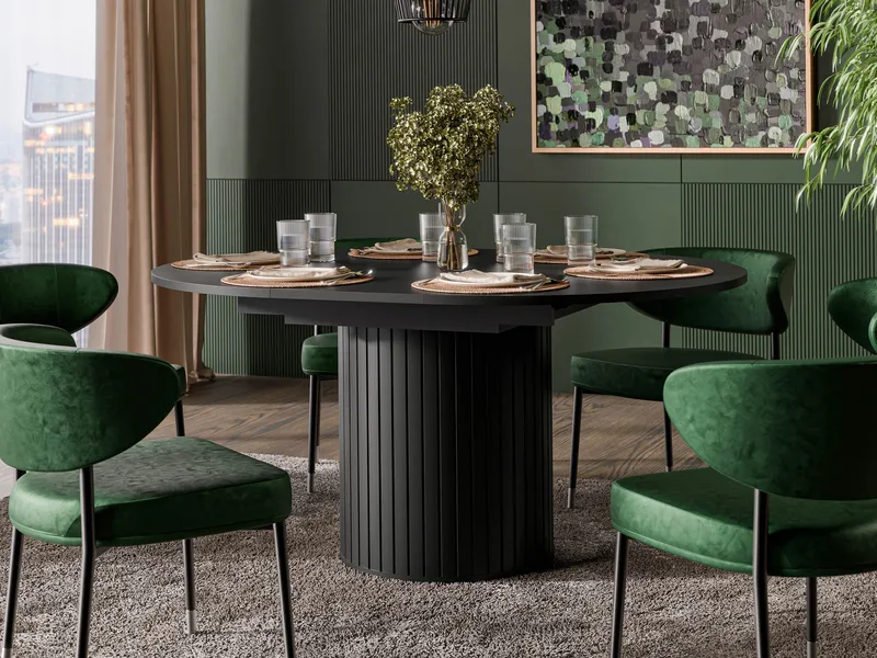 Veyricor Förlängningsbart Matbord 120-160 cm Rund - Svart - Products - Möbler - Bord & matgrupp - Matbord & köksbord