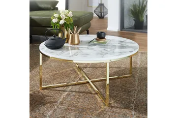 Willowdale Soffbord 80 cm Runt - Vit/Grå/Guld - Products - Möbler - Bord & matgrupp - Soffbord