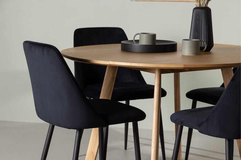 Yakidon Matgrupp 120 cm Rund med 4 Night stolar - Svart - Products - Möbler - Bord & matgrupp - Matgrupp