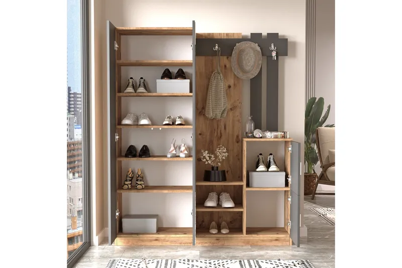Hialeh Hallmöbelset 38x147 cm - Natur/Antracit - Products - Möbler - Hallmöbler - Möbelset för hall & entre