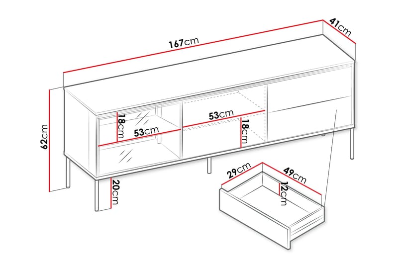 Basici Tv-bänk 167x41 cm - Brun - Products - Möbler - TV- & Mediamöbler - TV bänk & mediabänk