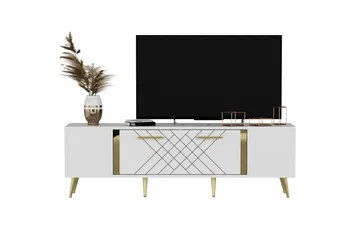 Detas Tv-bänk 150x35 cm Vit/Guld - Hanah Home - Products - Möbler - TV- & Mediamöbler - TV bänk & mediabänk