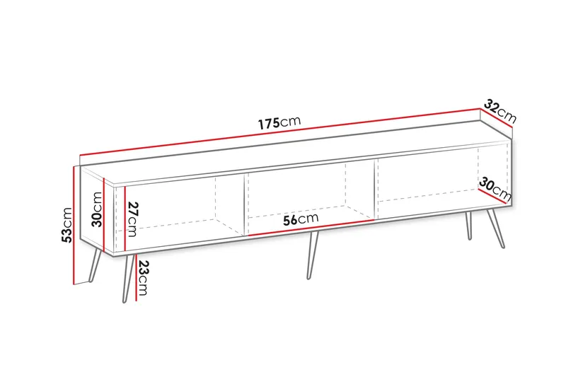Edson Tv-bänk 175 cm - Beige/Guld - Products - Möbler - TV- & Mediamöbler - TV bänk & mediabänk