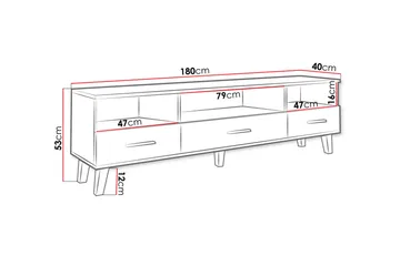 Kardos TV-bänk 180 cm - Vit/Ek - Products - Möbler - TV- & Mediamöbler - TV bänk & mediabänk