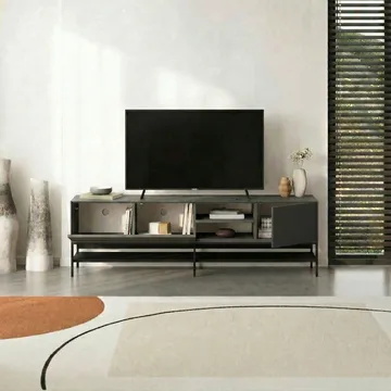 Kenvor Tv-bänk 180 cm - Antracit, Wood Black, Svart - Products - Möbler - TV- & Mediamöbler - TV bänk & mediabänk