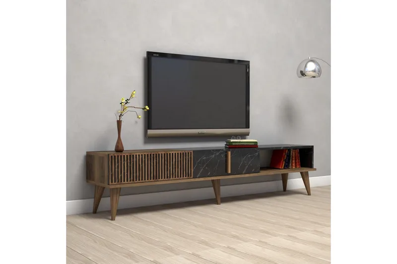 Lissione Tv-bänk 180 cm - Mörkbrun/Svart - Products - Möbler - TV- & Mediamöbler - TV bänk & mediabänk