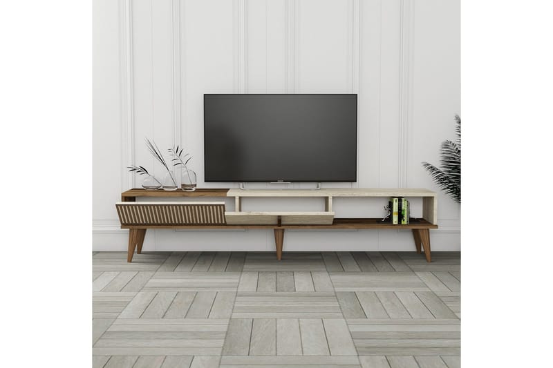 Lissione Tv-bänk 180 cm - Valnöt/Beige - Products - Möbler - TV- & Mediamöbler - TV bänk & mediabänk
