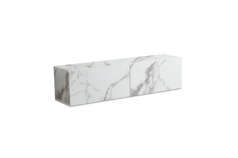 Lowboard Wohnling Folierad upphängning med luckdörr, modern Marmor, Vit, 120 cm - Marmor, Vit, 120 cm - Products - Möbler - TV- & Mediamöbler - TV-hylla