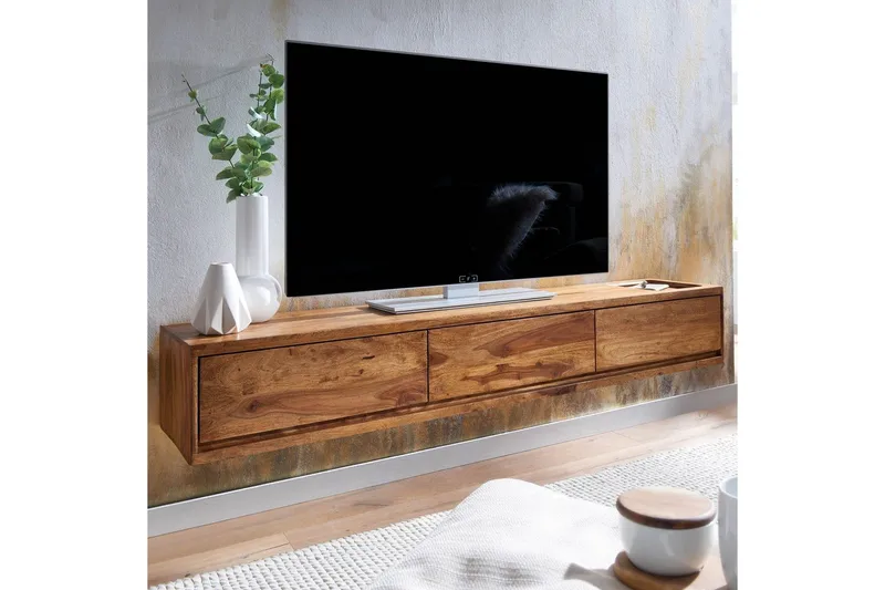 Lowboard Wohnling Massivt trä hängande med 3 lådor lantlig stil - Products - Möbler - TV- & Mediamöbler - TV-hylla