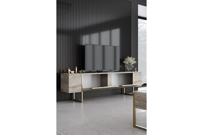 Luxe Tv-bänk 180 cm - Beige/Guld - Products - Möbler - TV- & Mediamöbler - TV bänk & mediabänk
