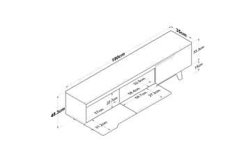 Lychester Tv-bänk 180x35 cm Vit/Brun - Hanah Home - Products - Möbler - TV- & Mediamöbler - TV bänk & mediabänk