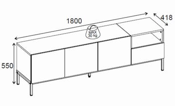 Morlen TV-bänk 180x55x41,8 cm - sandsten, naturlig ek och svart - Products - Möbler - TV- & Mediamöbler - TV bänk & mediabänk