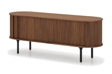 Noira Oval TV bänk Valnöt 150x45 cm Ribbad - Mörkbrunt / Brunt Trä - Products - Möbler - TV- & Mediamöbler - TV bänk & mediabänk