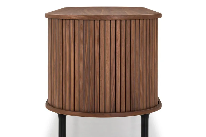 Noira Oval TV bänk Valnöt 150x45 cm Ribbad - Mörkbrunt / Brunt Trä - Products - Möbler - TV- & Mediamöbler - TV bänk & mediabänk