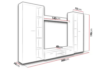 Rumba TV-möbelset 300x34x190 cm - Trä/natur - Products - Möbler - TV- & Mediamöbler - TV-möbelset