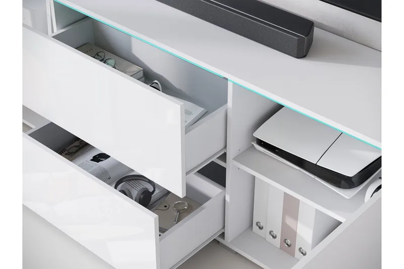 Sherie Tv-bänk 180 cm - Vit - Products - Möbler - TV- & Mediamöbler - TV bänk & mediabänk