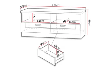 Tadeusz TV-bänk 118x50x50 cm - Brun - Products - Möbler - TV- & Mediamöbler - TV bänk & mediabänk