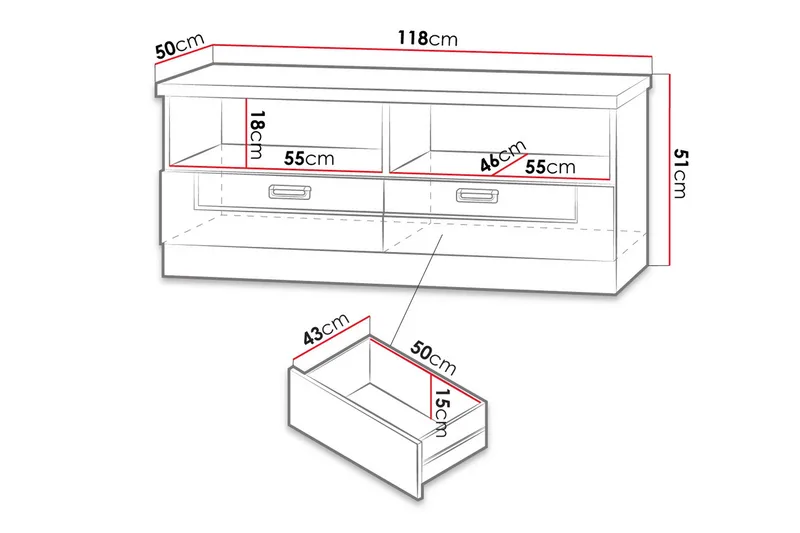 Tadeusz TV-bänk 118x50x50 cm - Brun - Products - Möbler - TV- & Mediamöbler - TV bänk & mediabänk