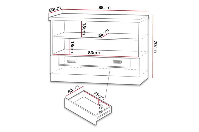 Tadeusz TV-bänk 88x50x69 cm - Brun - Products - Möbler - TV- & Mediamöbler - TV bänk & mediabänk