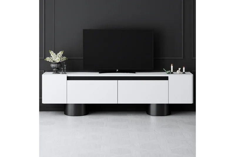 TV-bänk Vit / Svart - Vit / Svart - Products - Möbler - TV- & Mediamöbler - TV bänk & mediabänk