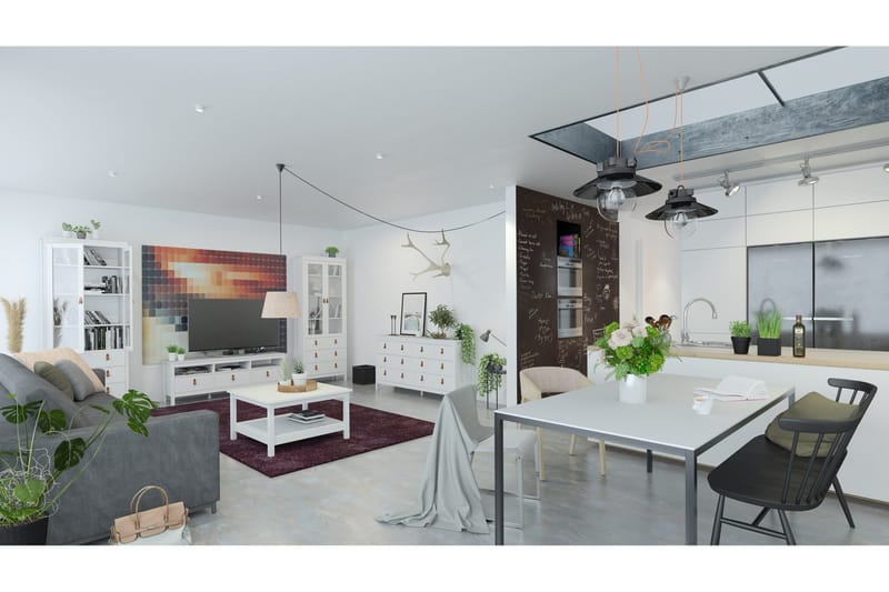 Vallvidera Tv-bänk 151 cm - Vit/Natur - Products - Möbler - TV- & Mediamöbler - TV bänk & mediabänk