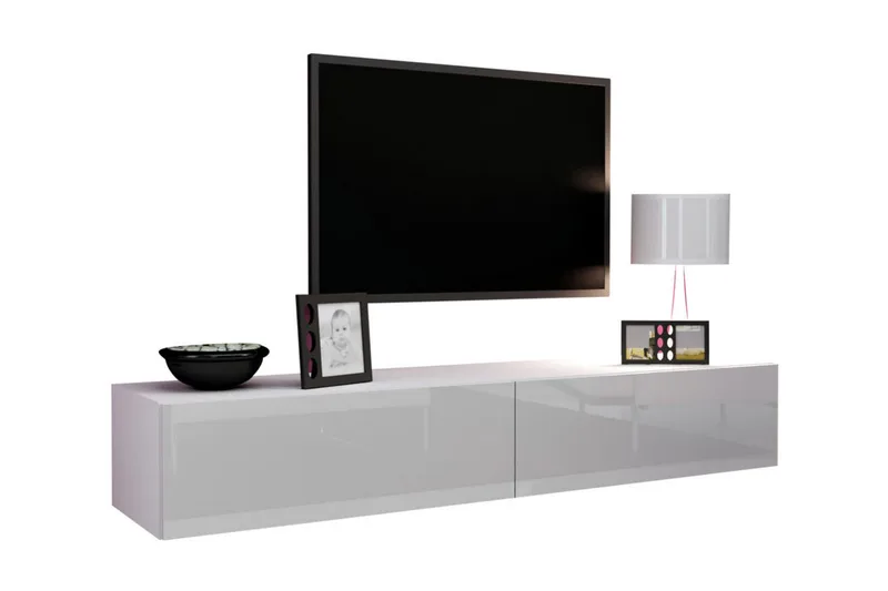 Vasil TV-bänk 180 cm - Vit/Vit Högglans - Products - Möbler - TV- & Mediamöbler - TV bänk & mediabänk